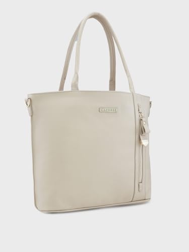 Caprese Gladys Tote Bag for Women with Multiple Pockets| Stylish and Functional Spacious Versatile Design Ideal for Work Everyday Outings and Travel, Skin, M