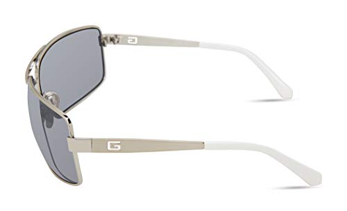 GUESS Men's GUA00004 Wrapped Navigator Pilot Sunglasses, Shiny Light nickeltin, 68mm