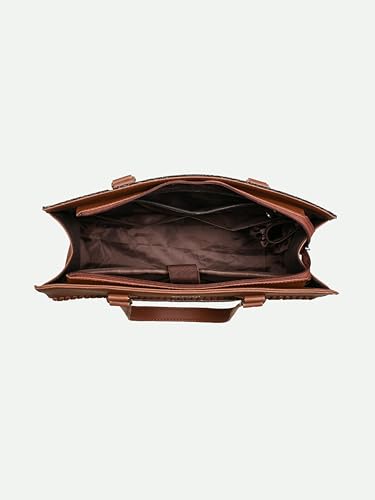 ZOUK Statement Business Bag | Jute | Vegan Leather Handcrafted Shoulder Bag Ideal For Office Use, Kolkata Nouveau, L