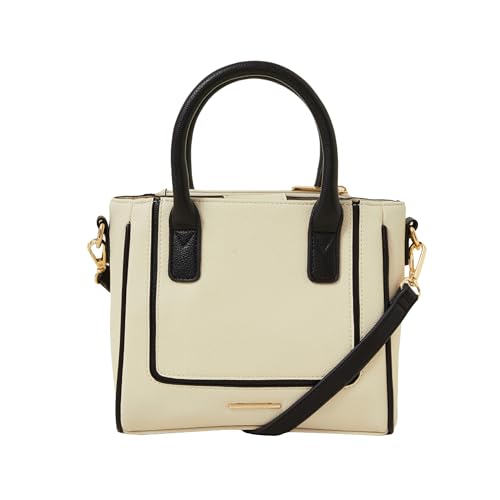 Accessorize London Women's Cream Two-Tone Faux Leather Handbag I Womens Bag| hand bags for women stylish, Cream, M