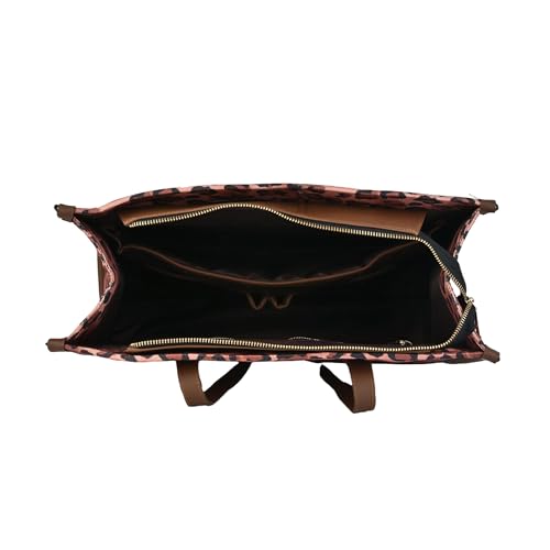 ENSAC Women’s Pink Leopard Print Tote Bag, Stylish Large Shoulder Bag for Office, College, Travel & Shopping