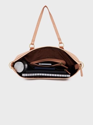 Caprese Amelia Satchel Handbag for Women Shoulder Bag with Multiple Pockets| Trendy and Functional Spacious Design Ideal for Work Everyday Outings and Travel, Skin, M, Western