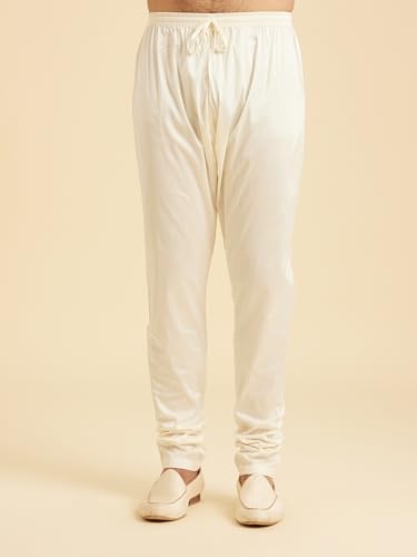 Manyavar Men's Art Silk Neckline Embroidered Solid Kurta Set (2pcs), Lilac, L