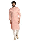 Manyavar Mens Silk Blend Kurta Long Sleeve Mandarin Collar Ethnic Engagement Wedding Party, Gajari, Medium