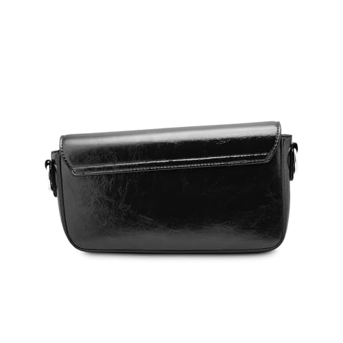 Fastrack VibeCheck shoulder bag | Black Faux-Leather Women’s Handbags | Party Pack Sling for Casual & Party Carry