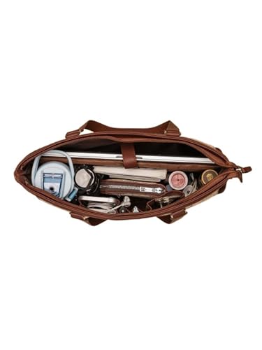 ZOUK OUK Women's Office Bag With External Pocket and Double Handles Shoulder Strap |, Bhuj Rabari, L