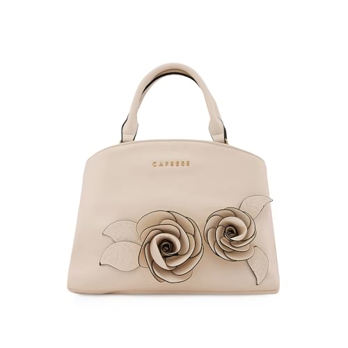 Caprese Bloom Satchel Small Bag for Women with Adjustable & Detachable Strap|Versatile Shoulder, Crossbody & Handheld Bag for Work, Travel, and Everyday Use, Spacious with Multiple Compartments, Off