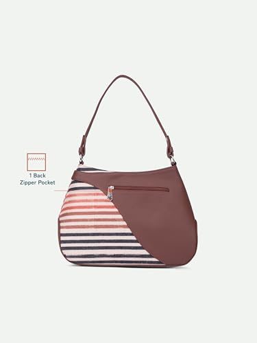 ZOUK Ira Handbag | Stylish Women's Handbag | Luxury Shoulder Bag for Women | Trendy | Fancy Ladies Handbags | Small Purse for Events | Water-Resistant | WavBeach, Qutub Stripes, M