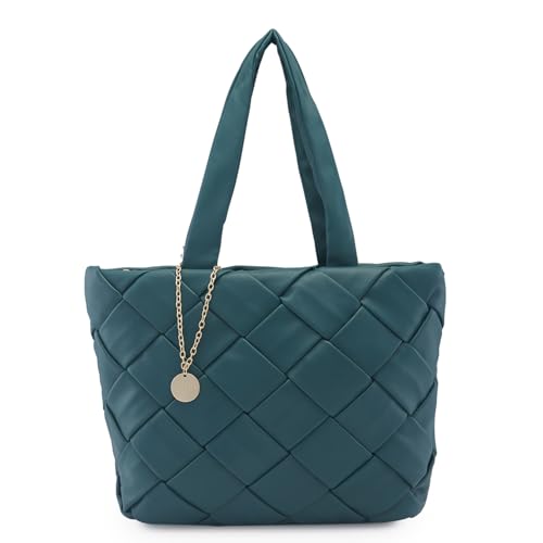Caprese Merlin Tote Bag, Large-Bottle Green | Stylish Handbag for Women | Spacious, Versatile Office & Daily Essentials Tote | Top Zip Closure