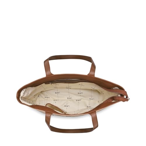 Lavie Women's Mono Neghan Monogram Print Tote Bag for Women | Tote Bag for Work | Ladies purse | Stylish Shoulder Bag | Gift for Women, Taupe, L