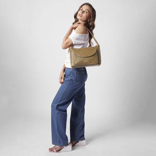 Caprese Jessica Hobo Medium Bag for Women Shoulder Bag with Adjustable Strap|Back Zip|Trendy New Shape, Spacious Design, Ideal for Office, Daily Use, and Travel, Brown, M