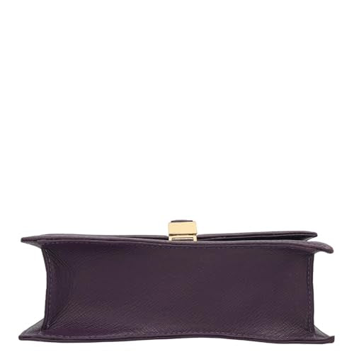 Da Milano Leather Satchel Bag for Women, Grapevine, S