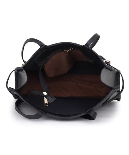 LEGAL BRIBE Stylish Buckle Tote Bag, Dark Black, One Size