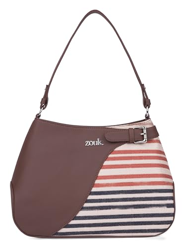 ZOUK Ira Handbag | Stylish Women's Handbag | Luxury Shoulder Bag for Women | Trendy | Fancy Ladies Handbags | Small Purse for Events | Water-Resistant | WavBeach, Qutub Stripes, M