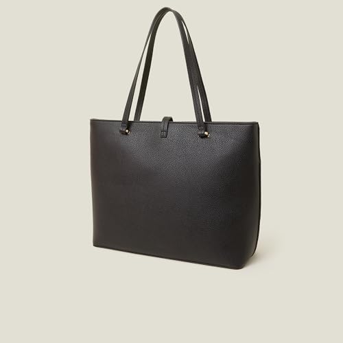 Accessorize London Women's Large Faux Leather Tote Bag I Womens Bag| hand bags for women stylish, Black, M
