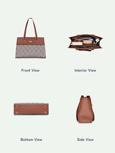 ZOUK Statement Business Bag | Jute | Vegan Leather Handcrafted Shoulder Bag Ideal For Office Use, Kolkata Nouveau, L