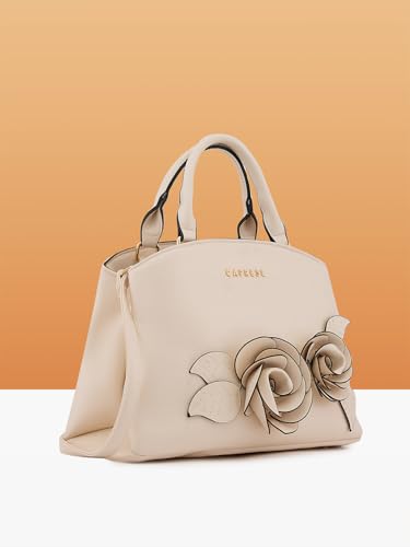 Caprese Bloom Satchel Small Bag for Women with Adjustable & Detachable Strap|Versatile Shoulder, Crossbody & Handheld Bag for Work, Travel, and Everyday Use, Spacious with Multiple Compartments, Off