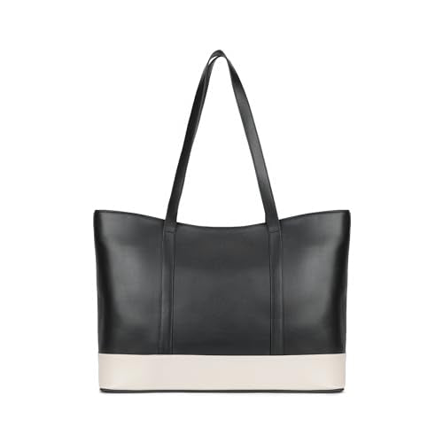 Fastrack Hustle Laptop Bag | Faux-Leather Tote Bag for Men & Women | 15-Inch Laptop Compatible | Black Bag with Gold Hardware & Double Handle | Zip Closure & Multiple Pockets for Organized Storage