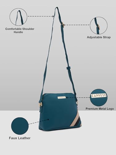 Caprese Ember Sling Medium (E) Green Bag for Women|Adjustable Strap for Comfortable Wear|Versatile Handbag for Everyday Use, Travel, and Special Occasions, Green, M, Western