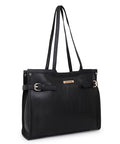 LEGAL BRIBE Stylish Buckle Tote Bag, Dark Black, One Size