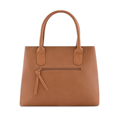 Fastrack Switch-It-Up Satchel | Faux-Leather Women Handbags | Comes with a Key-Leash| Ladies Purse Handbag | Satchel for Casual Carry, Tan, L