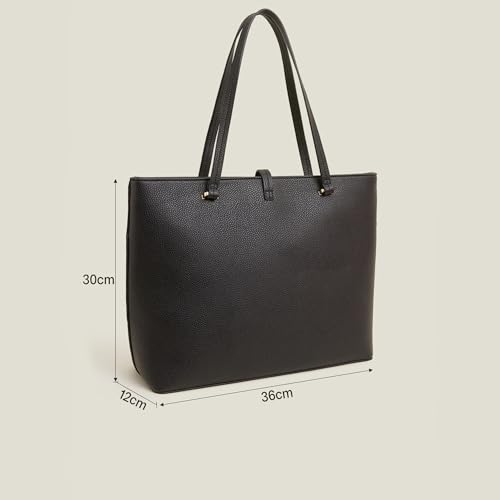 Accessorize London Women's Large Faux Leather Tote Bag I Womens Bag| hand bags for women stylish, Black, M