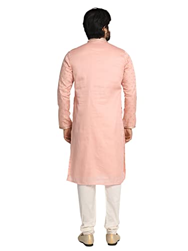 Manyavar Mens Silk Blend Kurta Long Sleeve Mandarin Collar Ethnic Engagement Wedding Party, Gajari, Medium