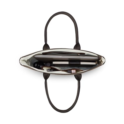 Lavie Women's Monoprint Raily Plus Laptop Tote Handbag | Fits Upto 15 Inch Laptop | Laptop Bag for Work | Ladies purse | Stylish Shoulder Bag | Gift For Women, Coffee, L