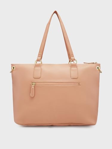 Caprese Amelia Satchel Handbag for Women Shoulder Bag with Multiple Pockets| Trendy and Functional Spacious Design Ideal for Work Everyday Outings and Travel, Skin, M, Western