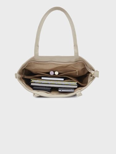 Caprese Gladys Tote Bag for Women with Multiple Pockets| Stylish and Functional Spacious Versatile Design Ideal for Work Everyday Outings and Travel, Skin, M