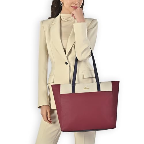 Lavie Women's Eliana Colourblock Tote Bag for Women | Tote Handbag for Work | Ladies purse | Stylish Shoulder Bag | Gift for Women, Red