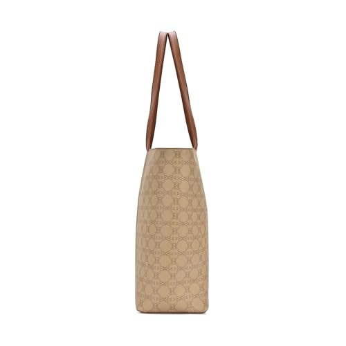 Lavie Women's Mono Neghan Monogram Print Tote Bag for Women | Tote Bag for Work | Ladies purse | Stylish Shoulder Bag | Gift for Women, Taupe, L