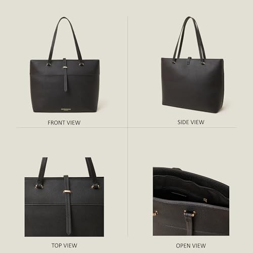 Accessorize London Women's Large Faux Leather Tote Bag I Womens Bag| hand bags for women stylish, Black, M