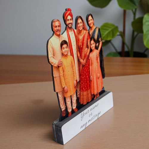 LACUM Personalized Wooden Cutout Photo Frame – Customized Picture Display with Name or Message – Unique Gift for Special Occasions (Family)