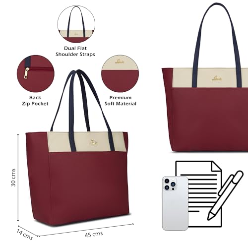Lavie Women's Eliana Colourblock Tote Bag for Women | Tote Handbag for Work | Ladies purse | Stylish Shoulder Bag | Gift for Women, Red