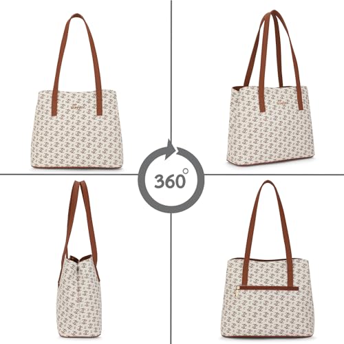 Lavie Women's Mono LL Nicole 2C Satchel Handbag for Women | Satchel Bag for Work | Ladies purse | Stylish Shoulder Bag | Gift For Women, Off White