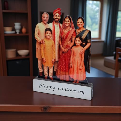 LACUM Personalized Wooden Cutout Photo Frame – Customized Picture Display with Name or Message – Unique Gift for Special Occasions (Family)