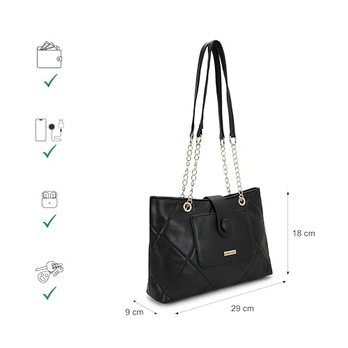 Fastrack Structured Quilted Tote Bag for Women, Girls and Ladies | Made of Premium PU Material | Tote for Casual Carry | Ladies Purse Handbag | Totes for Office Use