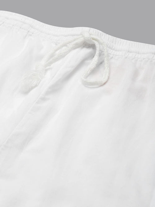 Ada Hand Embroidered Indian Chikankari White Cotton Palazzo Pant for Women A711151 (S)