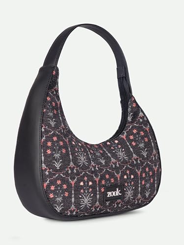 ZOUK Small Shoulder Bag | Vegan Leather Evening Bag for Women with Shoulder Strap, Zip Closure & Water-Resistant Lining | Stylish Handcrafted Purse |, Taj Guldasta, M