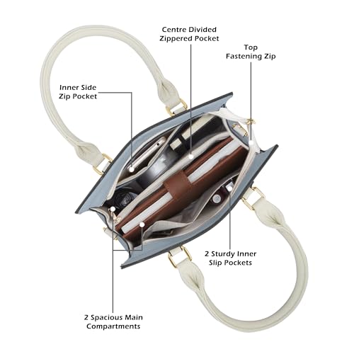 Lavie Women's Pastel Natalie Satchel Bag | Satchel Handbag for Work | Ladies purse | Stylish Shoulder Bag | Gift for Women, P Blue, M