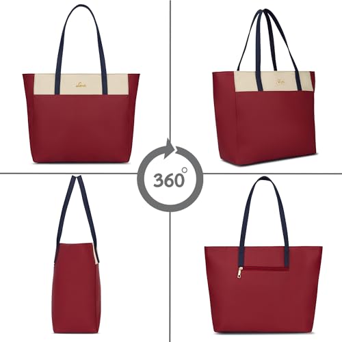 Lavie Women's Eliana Colourblock Tote Bag for Women | Tote Handbag for Work | Ladies purse | Stylish Shoulder Bag | Gift for Women, Red