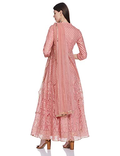 Biba Dusky Pink Front Open Anarkali Suit Set