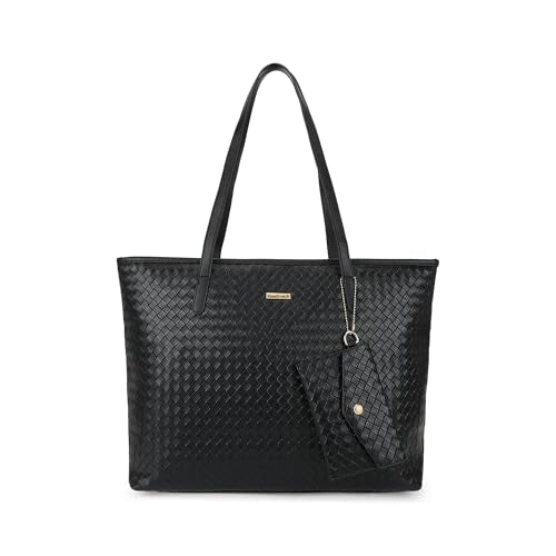 Fastrack Textured Oversized Structured Tote Bag For Women, Girls and Ladies |Comes with a Removable Small Pouch | Made of Premium PU Material | Totes for Casual Carry