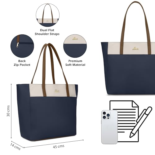 Lavie Women's Eliana Colourblock Tote Bag for Women | Tote Handbag for Work | Ladies purse | Stylish Shoulder Bag | Gift for Women, Navy