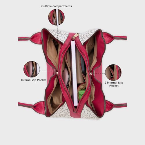 Caprese Shane Hobo Bag, Medium | Stylish Shoulder Bag for Women With Shoulder Strap, Back Zip & Secure Zip Closure | Ideal for Office, Daily Use & Travel, Magenta, M