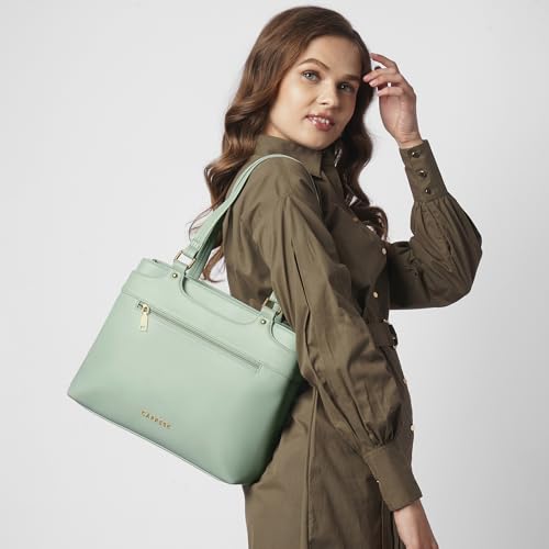 Jessica Tote Medium Bag for Women|Stylish, Durable, Multi-Compartment Design for Work, Travel, Shopping |Comfortable Straps Shoulder Bag, Ideal for Laptop & Essentials, Green, M, Western
