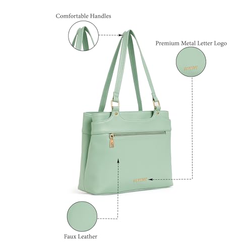 Jessica Tote Medium Bag for Women|Stylish, Durable, Multi-Compartment Design for Work, Travel, Shopping |Comfortable Straps Shoulder Bag, Ideal for Laptop & Essentials, Green, M, Western