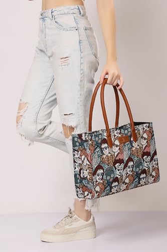 Warbler jacquard Tote Bag, printed Pattern, Casual Shoulder Handbag for work travell, Multicolor-1