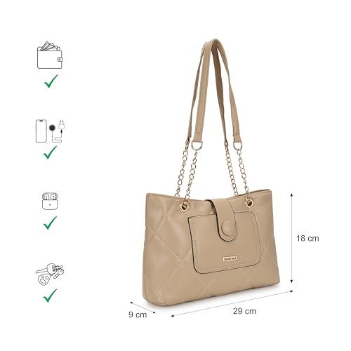 Fastrack Structured Quilted Tote Bag for Women, Girls and Ladies | Made of Premium PU Material | Tote for Casual Carry | Totes for Office and Daily Use